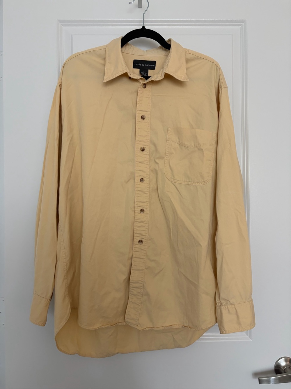 croft & barrow yellow 100% cotton men’s Long-Sleeve Button-Down Shirt